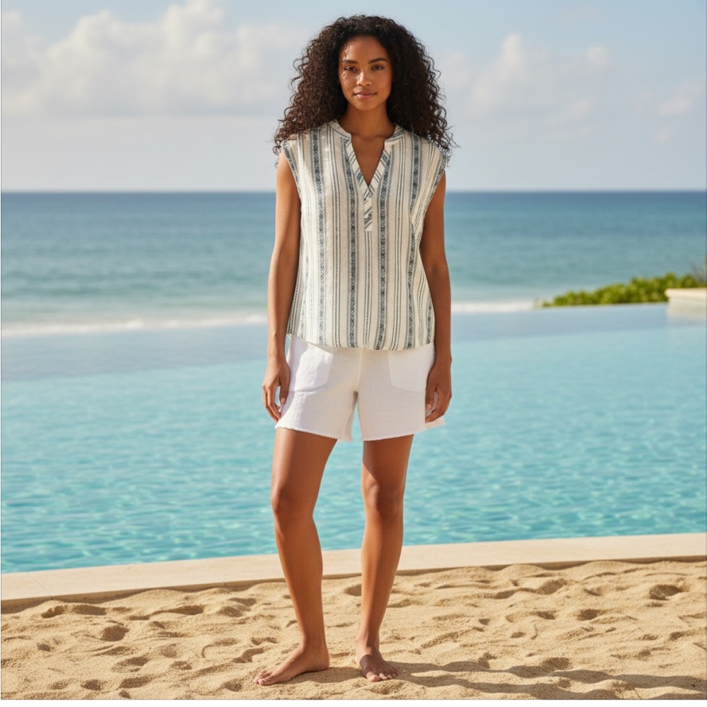 Liverpool‎ Los Angeles Women's Linen Blend Oversized Sleeveless Top, Size S, NWT - Picture 2 of 9